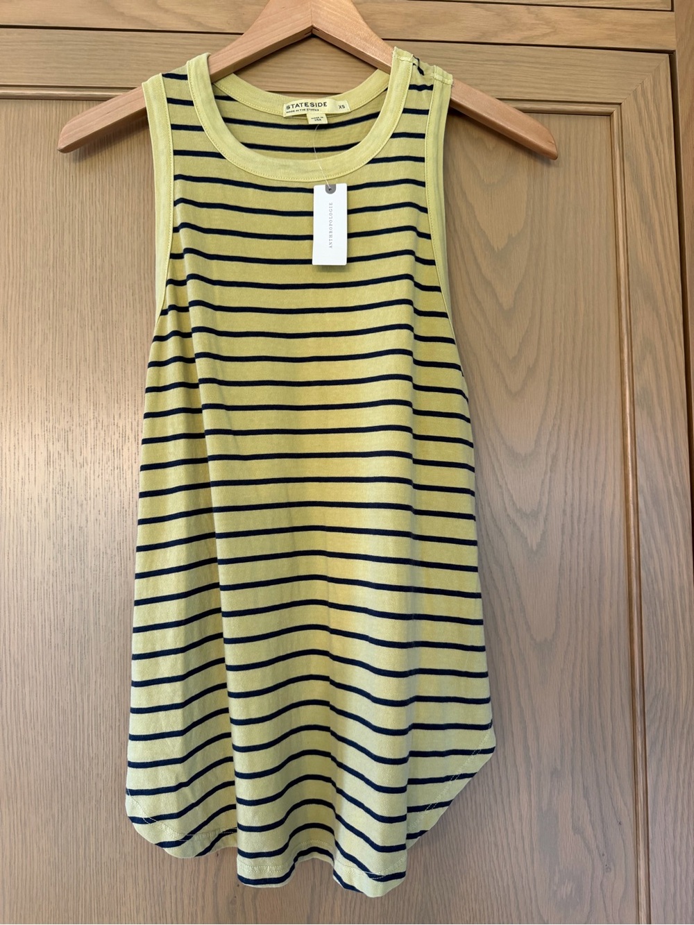 Anthropologie Yellow and Navy Striped Tank Top